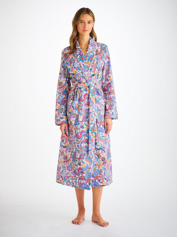 derek rose Women's Robe Cotton Batiste Multi Jungle Paisley Print Multi