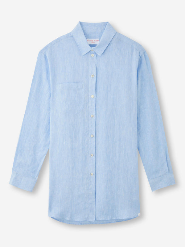 Derek Rose Women's Shirt Sicily Linen Sky Blue Sky Blue