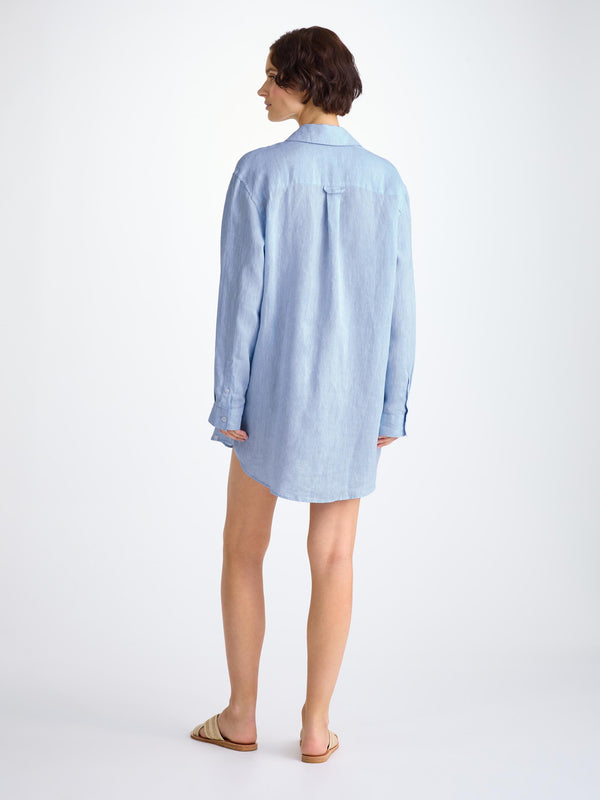 Derek Rose Women's Shirt Sicily Linen Sky Blue Sky Blue