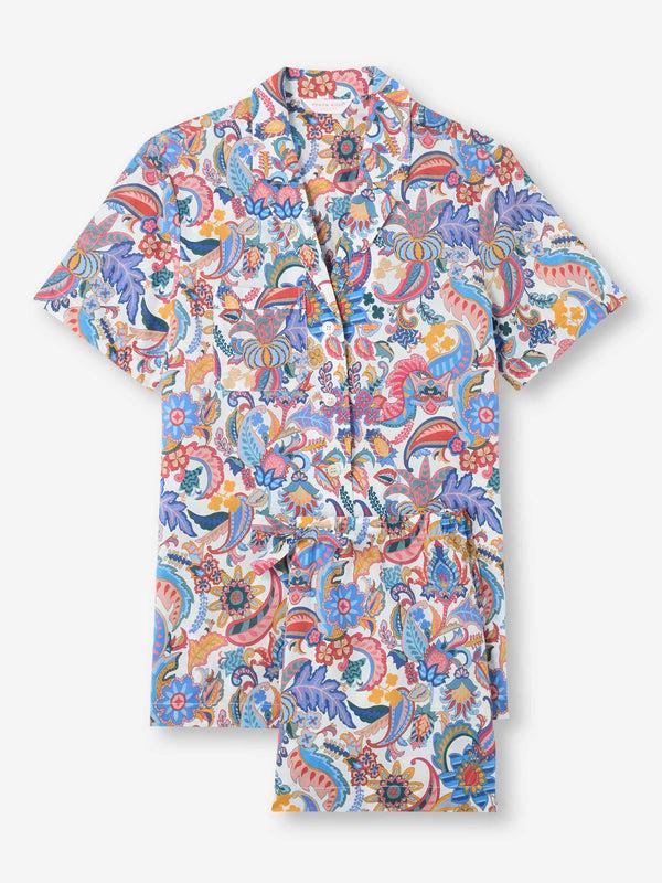 derek rose Women's Short Pajamas Cotton Batiste Multi Jungle Paisley Print Multi