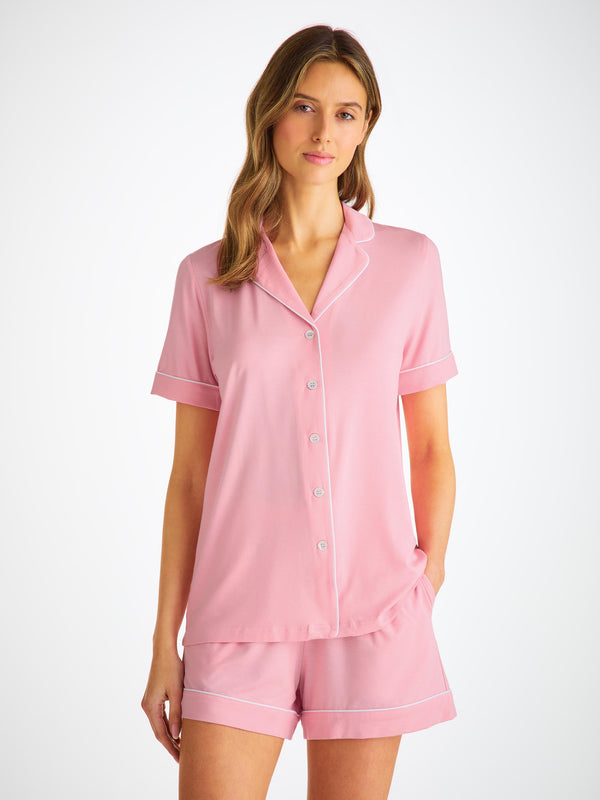 Derek Rose Women's Short Pajamas Lara Micro Modal Stretch Ballet Pink Ballet Pink