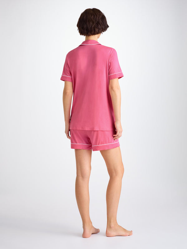 Derek Rose Women's Short Pajamas Lara Micro Modal Stretch Flamingo Pink Flamingo Pink