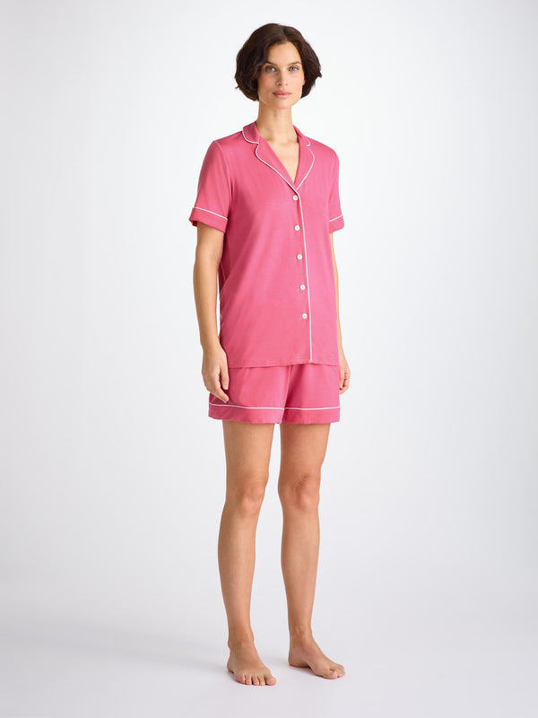 derek rose Women's Short Pajamas Lara Micro Modal Stretch Flamingo Pink Flamingo Pink
