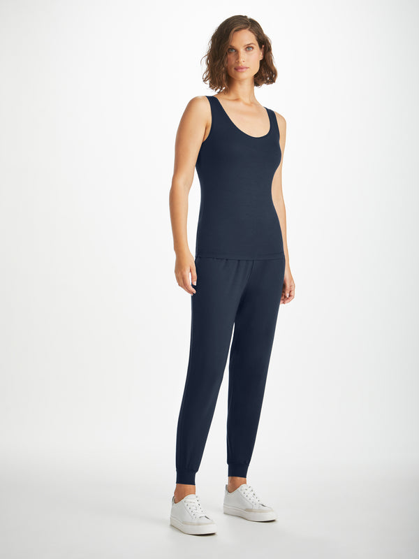 Derek Rose Women's Support Tank Top Lara Micro Modal Stretch Navy Navy