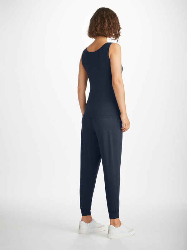 Derek Rose Women's Support Tank Top Lara Micro Modal Stretch Navy Navy