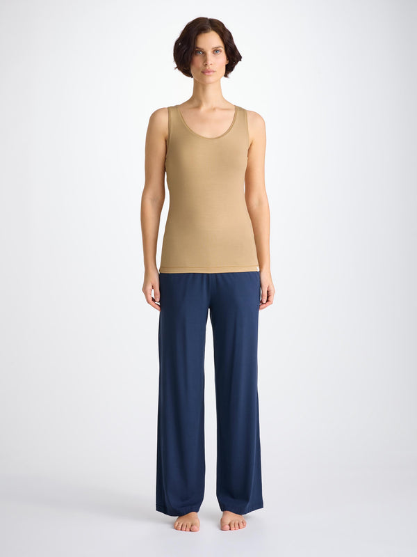 Derek Rose Women's Support Vest Lara Micro Modal Stretch Camel Camel