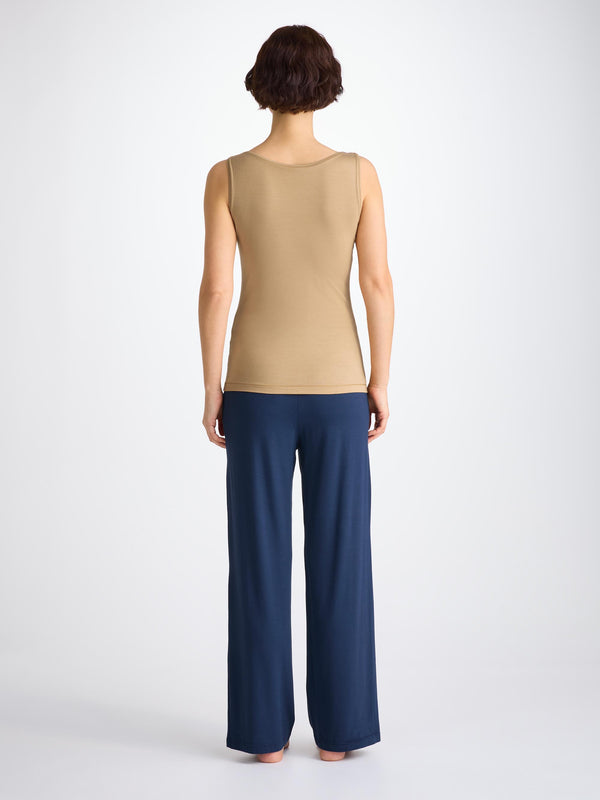 Derek Rose Women's Support Vest Lara Micro Modal Stretch Camel Camel