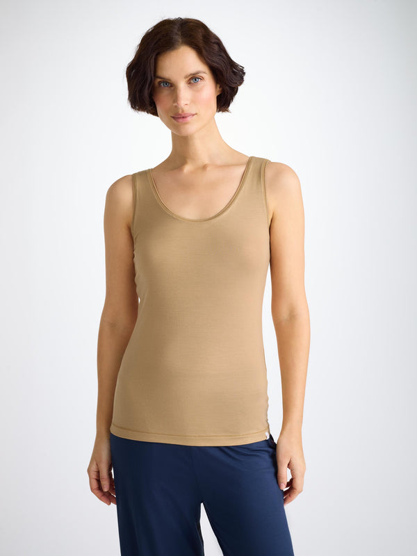 derek rose Women's Support Vest Lara Micro Modal Stretch Camel Camel