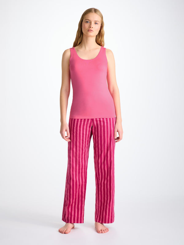 Derek Rose Women's Support Vest Lara Micro Modal Stretch Flamingo Pink Flamingo Pink