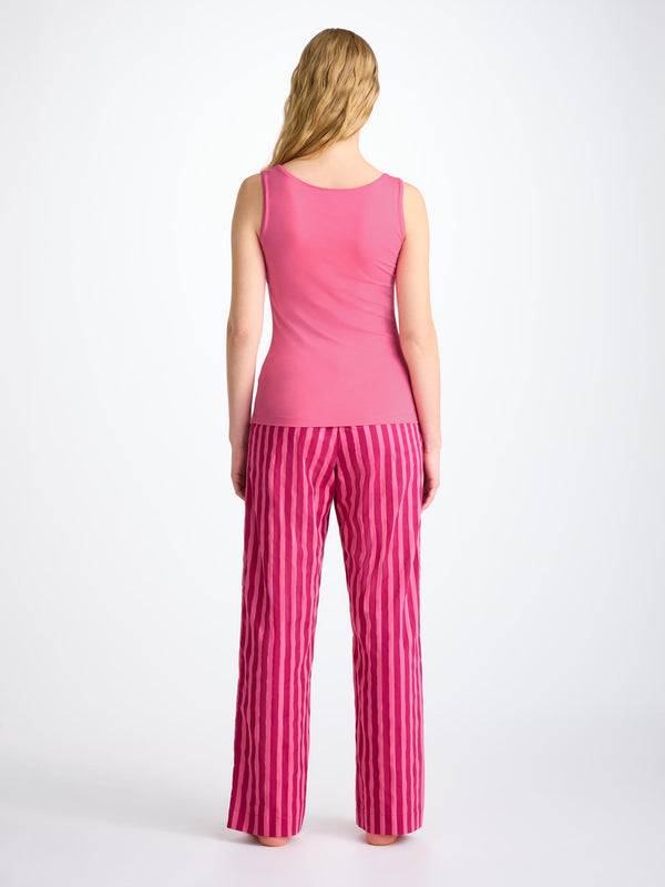 Derek Rose Women's Support Vest Lara Micro Modal Stretch Flamingo Pink Flamingo Pink