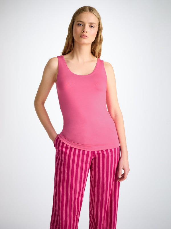 derek rose Women's Support Vest Lara Micro Modal Stretch Flamingo Pink Flamingo Pink