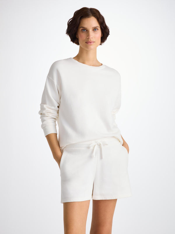 derek rose Women's Sweat Shorts Quinn Cotton Modal White White