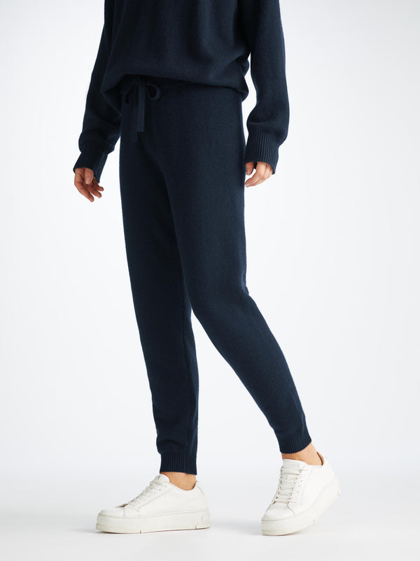 Derek Rose Women's Sweater And Track Pants Set Daphne Cashmere Navy Navy