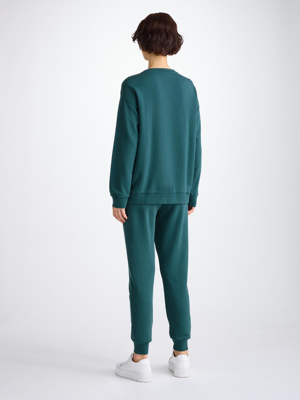 Derek Rose Women's Sweatshirt Quinn Cotton Modal Pine Green Pine Green