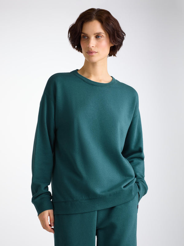 derek rose Women's Sweatshirt Quinn Cotton Modal Pine Green Pine Green