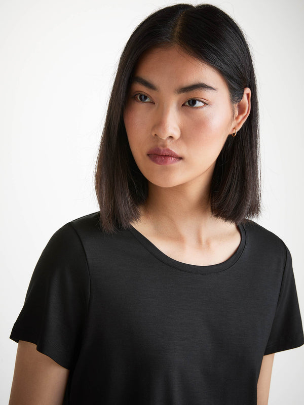 derek rose Women's T-Shirt Lara Micro Modal Stretch Black Black