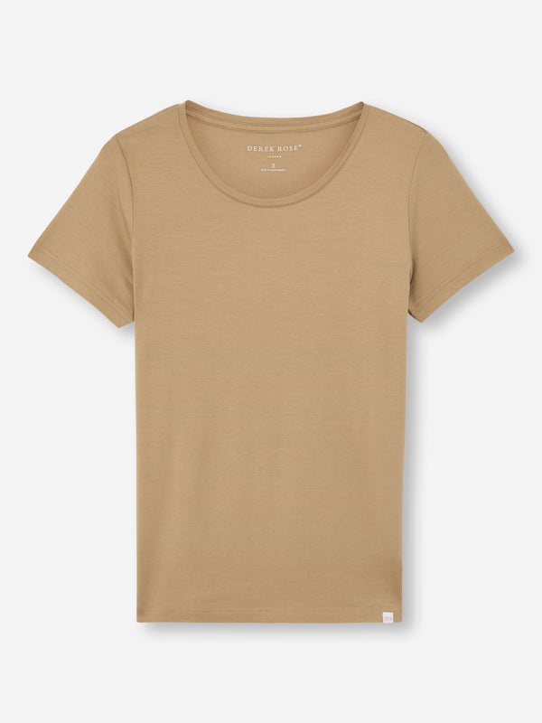 Derek Rose Women's T-Shirt Lara Micro Modal Stretch Camel Camel