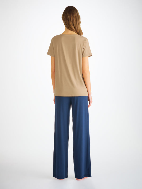 Derek Rose Women's T-Shirt Lara Micro Modal Stretch Camel Camel
