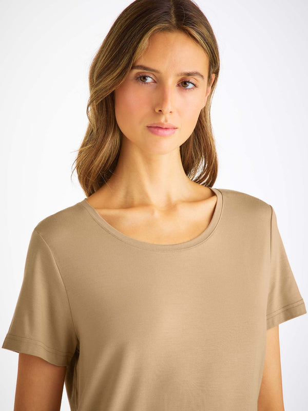 derek rose Women's T-Shirt Lara Micro Modal Stretch Camel Camel