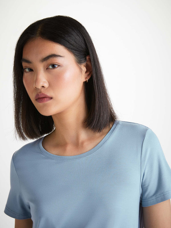 derek rose Women's T-Shirt Lara Micro Modal Stretch Cloud Blue Cloud Blue