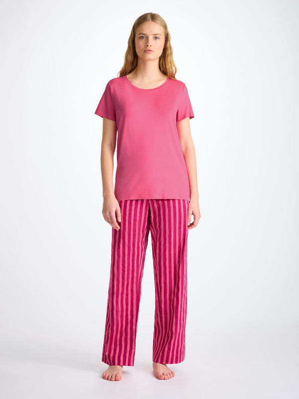 Derek Rose Women's T-Shirt Lara Micro Modal Stretch Flamingo Pink Flamingo Pink