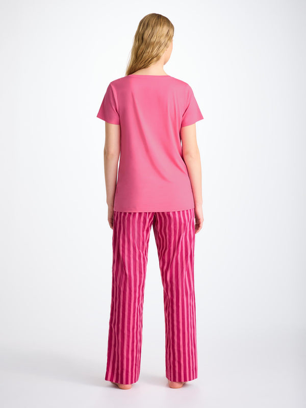 Derek Rose Women's T-Shirt Lara Micro Modal Stretch Flamingo Pink Flamingo Pink