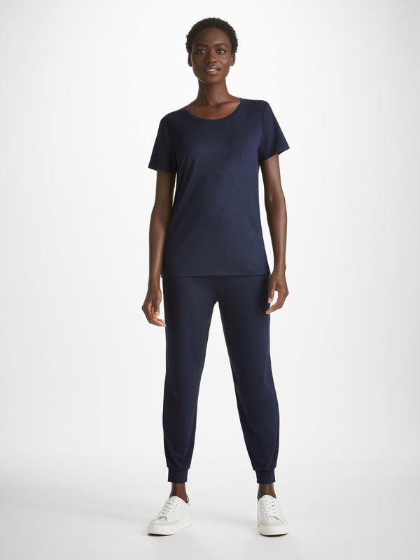 Derek Rose Women's T-Shirt Lara Micro Modal Stretch Navy Navy