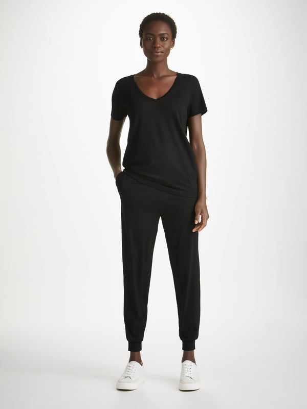 Derek Rose Women's Track Pants Basel Micro Modal Stretch Black Black