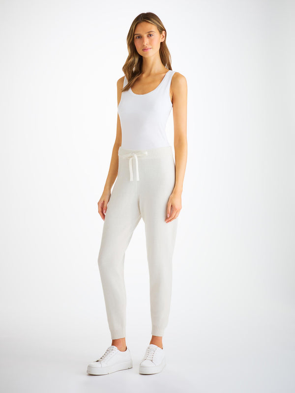 Derek Rose Women's Track Pants Daphne Cashmere White White