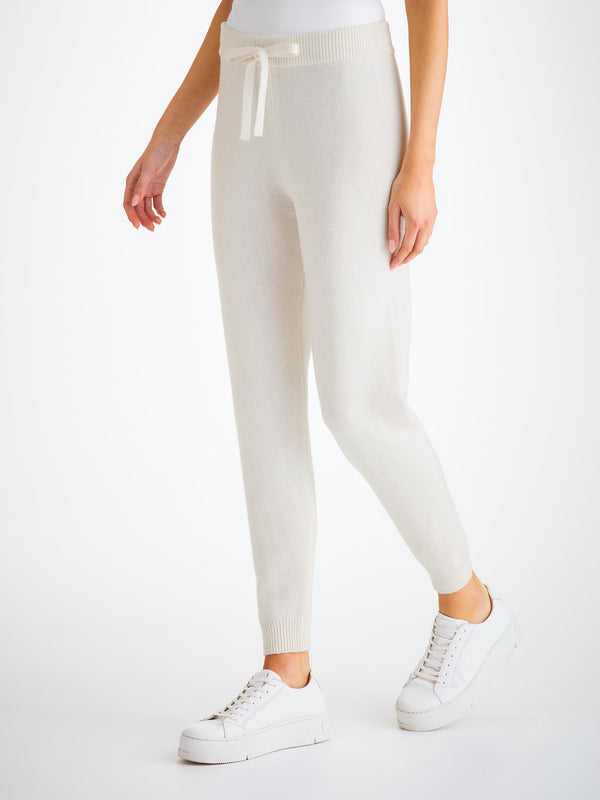 derek rose Women's Track Pants Daphne Cashmere White White