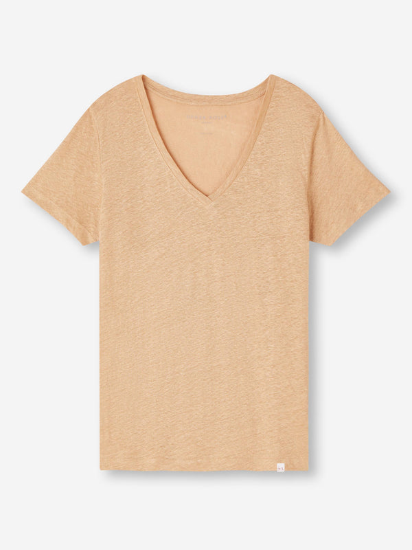 Derek Rose Women's V-Neck T-Shirt Jordan Linen Sand Sand