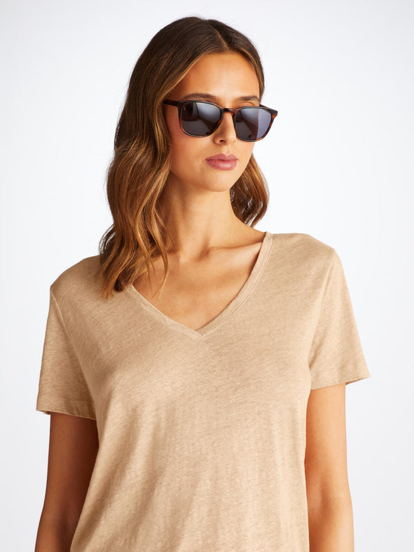 derek rose Women's V-Neck T-Shirt Jordan Linen Sand Sand