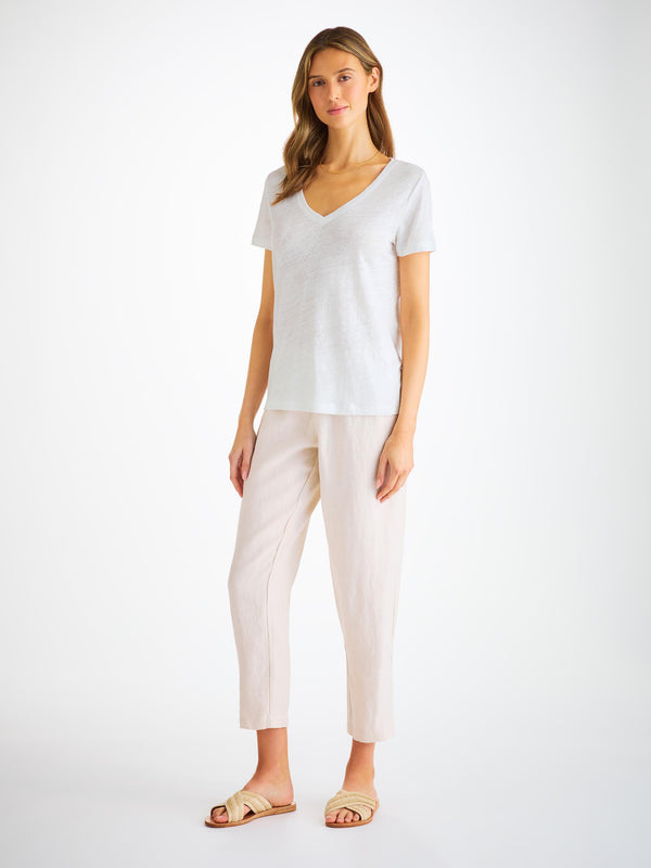 Derek Rose Women's V-Neck T-Shirt Jordan Linen White White