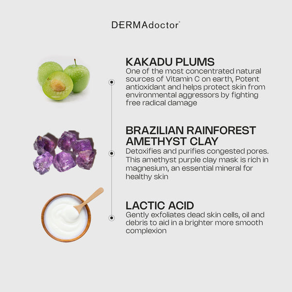 Dermadoctor DERMAdoctor Clay Face Mask With Bentonite & Kaolin Clay + Vitamin C | Face Exfoliator Pore Minimizer Facial Detox Facial Oil Remover Illuminator Acne Scar Mask For Faces - 15 Minutes - 1.69 Oz