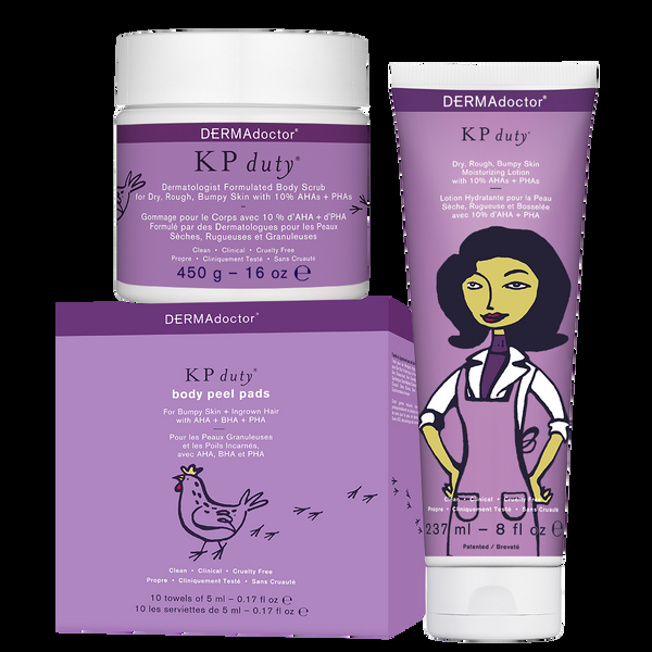 dermadoctor KP Duty Body Peel Exfoliant and Moisturizing Kit for Keratosis Pilaris + Dry Rough Bumpy Skin