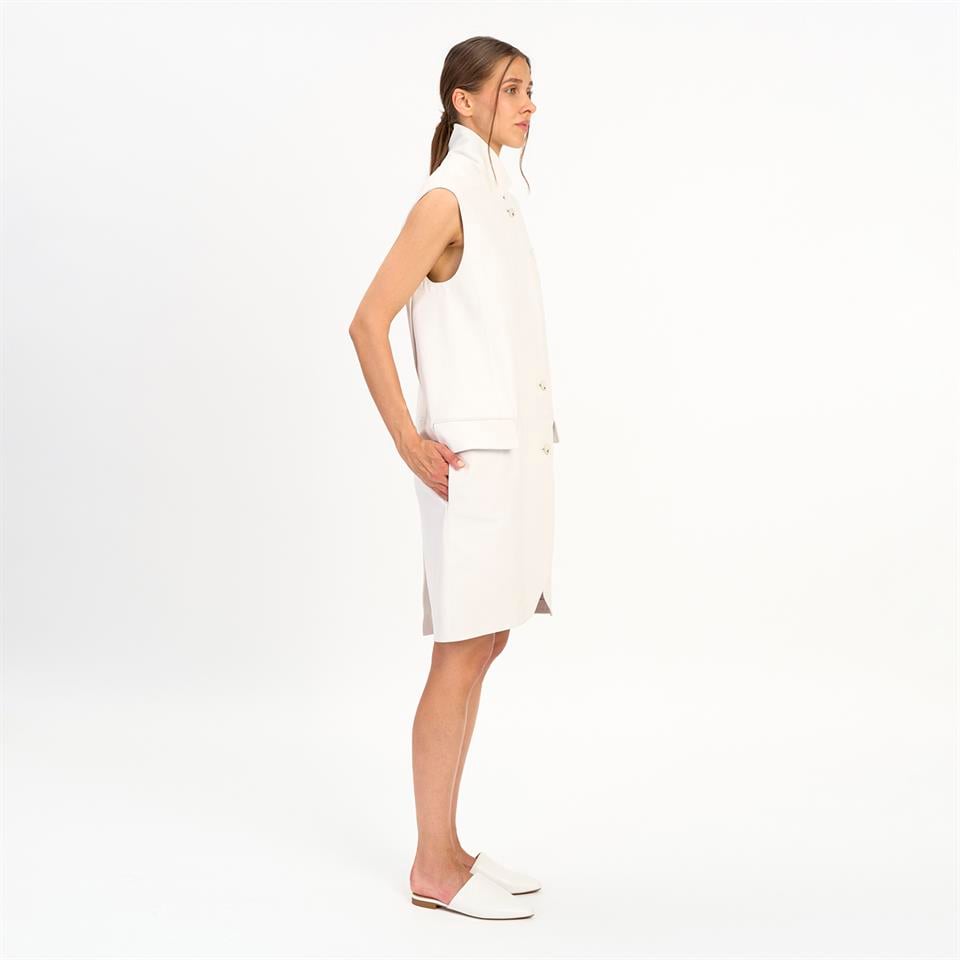 Desa 1972 K14411 | Leather Egg-Shaped Long Gılet