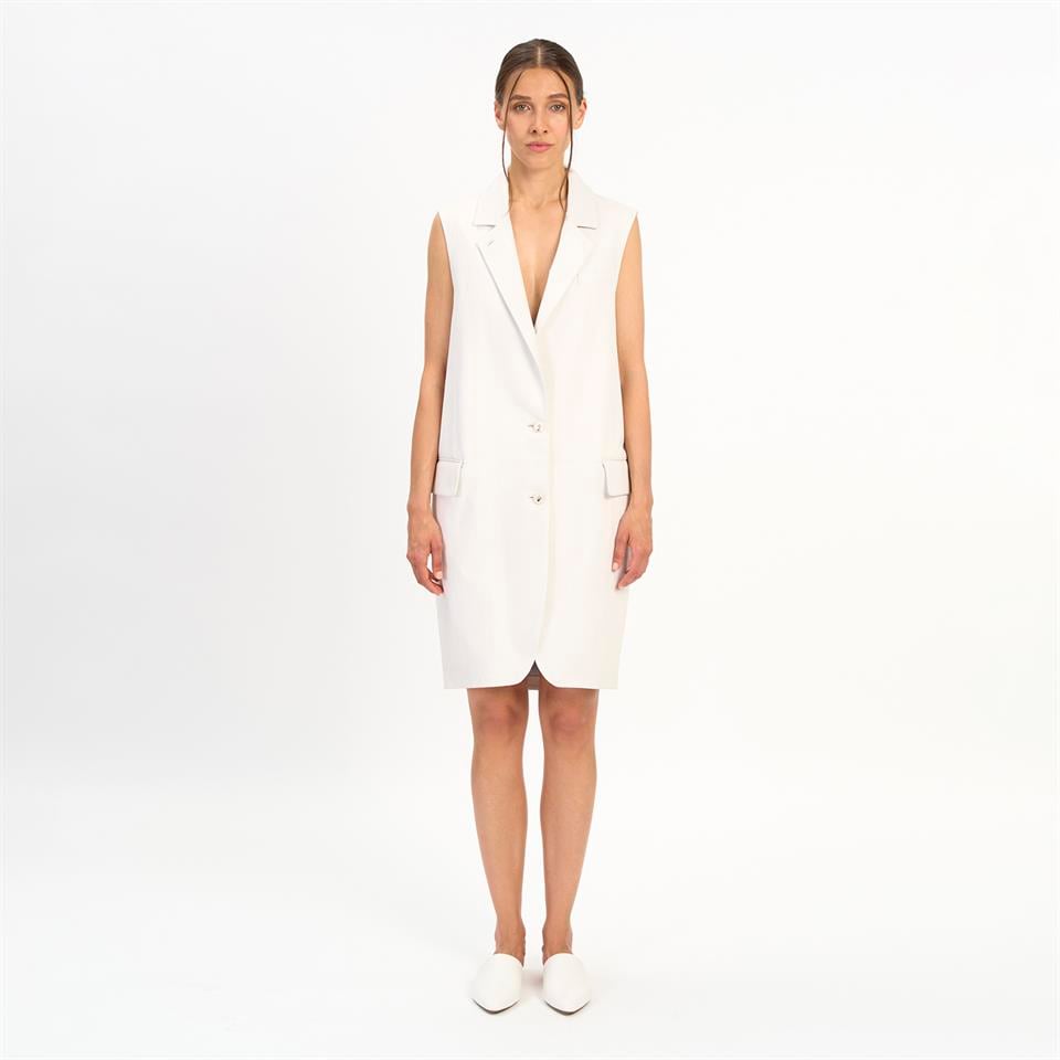 desa 1972 K14411 | Leather Egg-Shaped Long Gılet