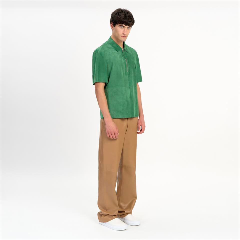 Desa 1972 K14478 | Suede Zip Polo Shirt