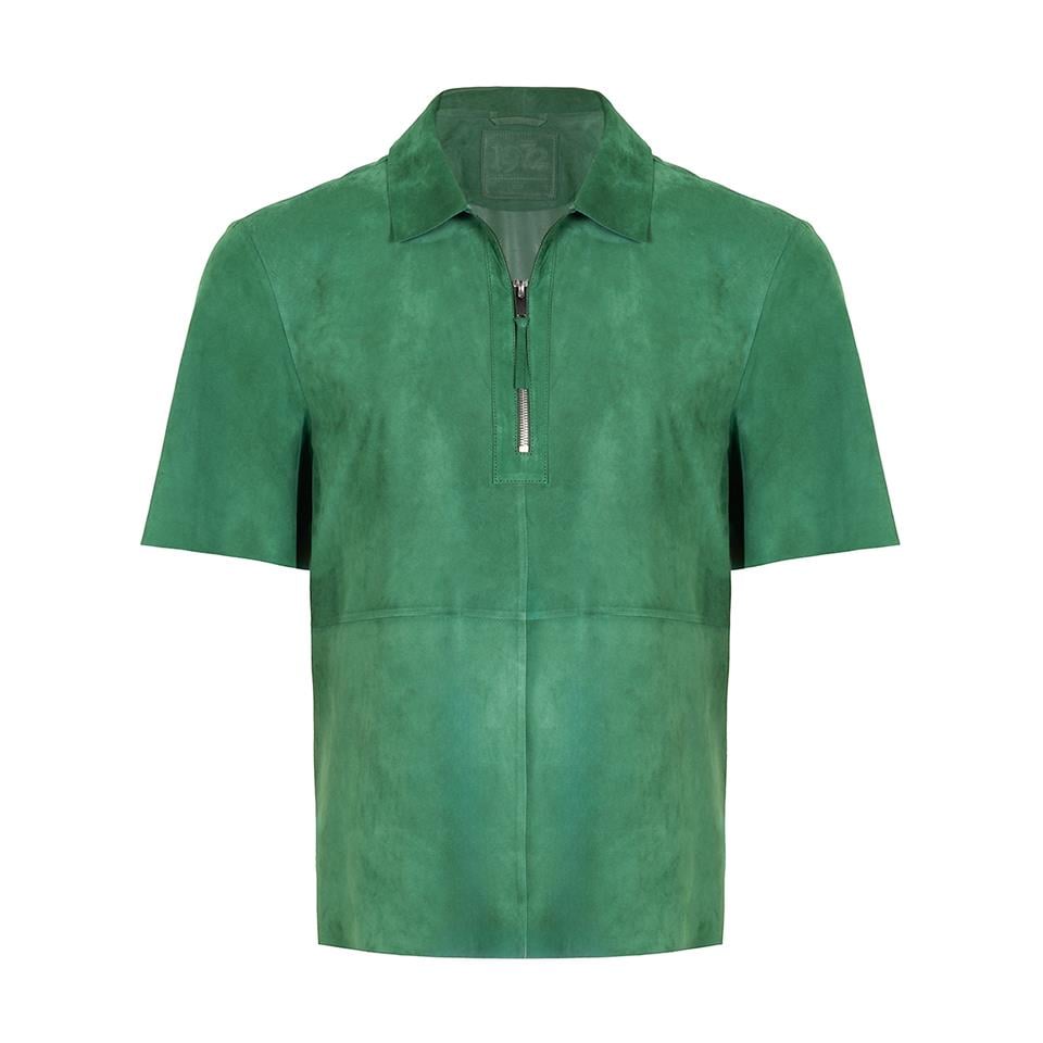 Desa 1972 K14478 | Suede Zip Polo Shirt