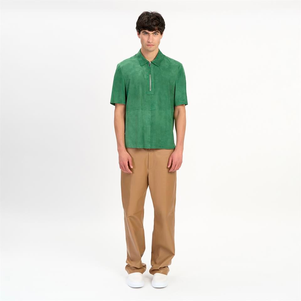desa 1972 K14478 | Suede Zip Polo Shirt