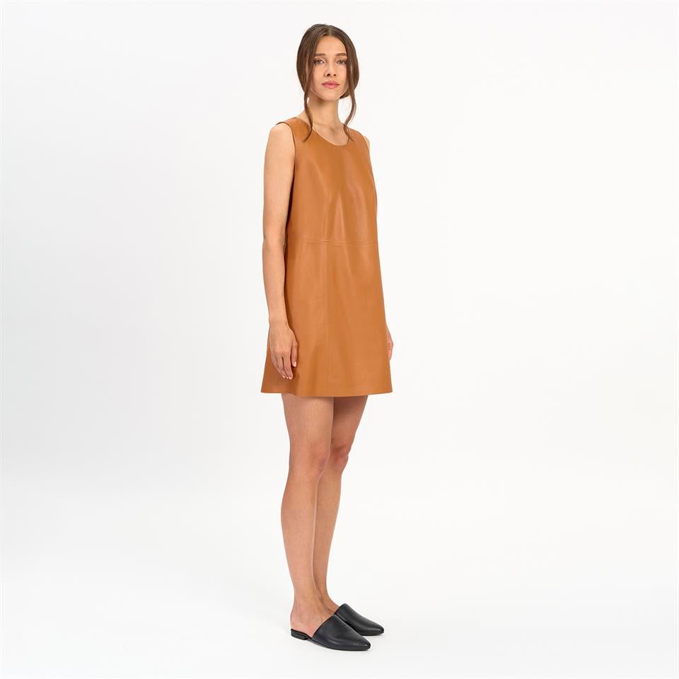 Desa 1972 K14510 | Leather Mini A-Line Dress
