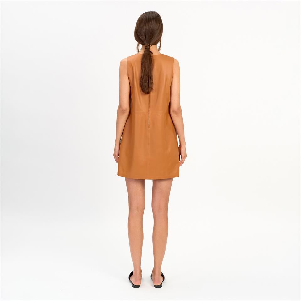 Desa 1972 K14510 | Leather Mini A-Line Dress