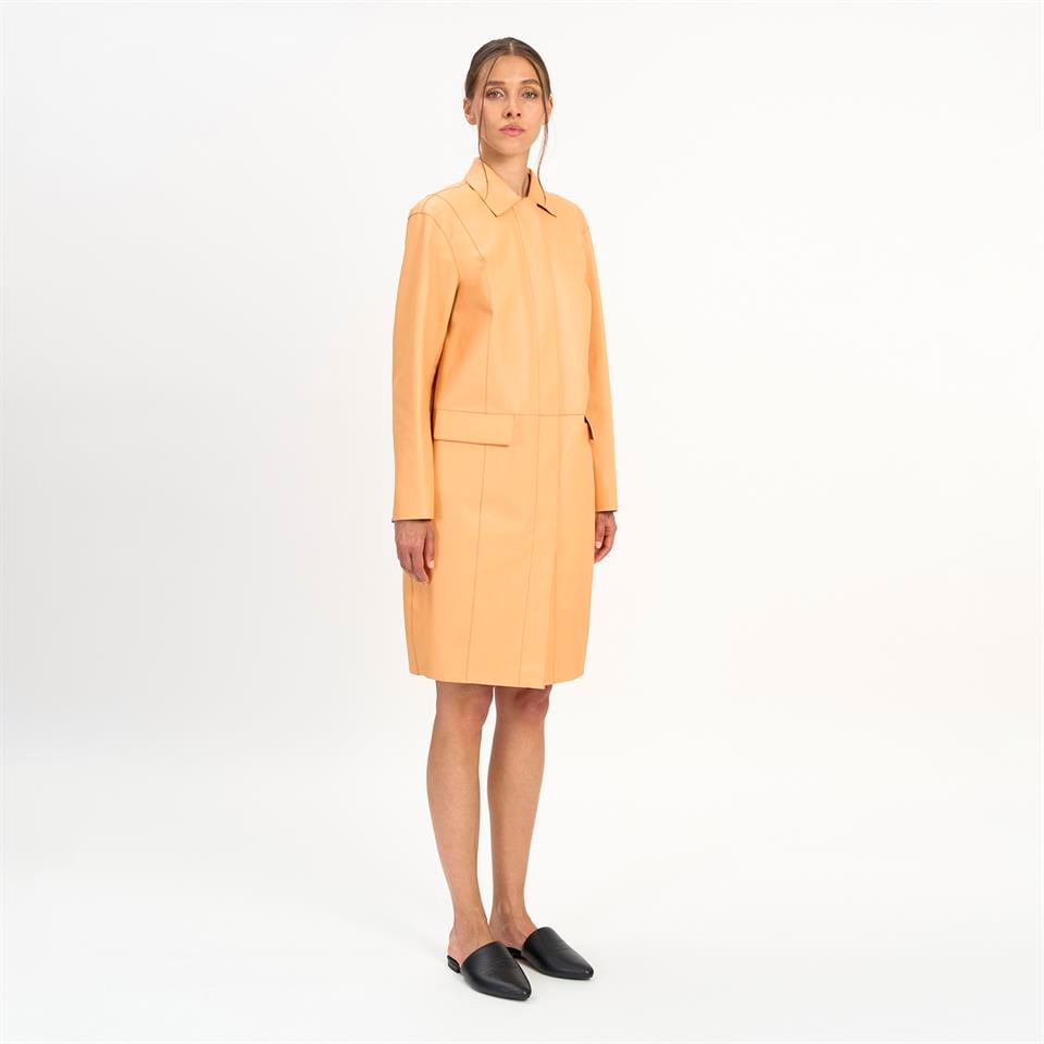 Desa 1972 K14410 | Leather Egg-Shaped Reversıble Coat