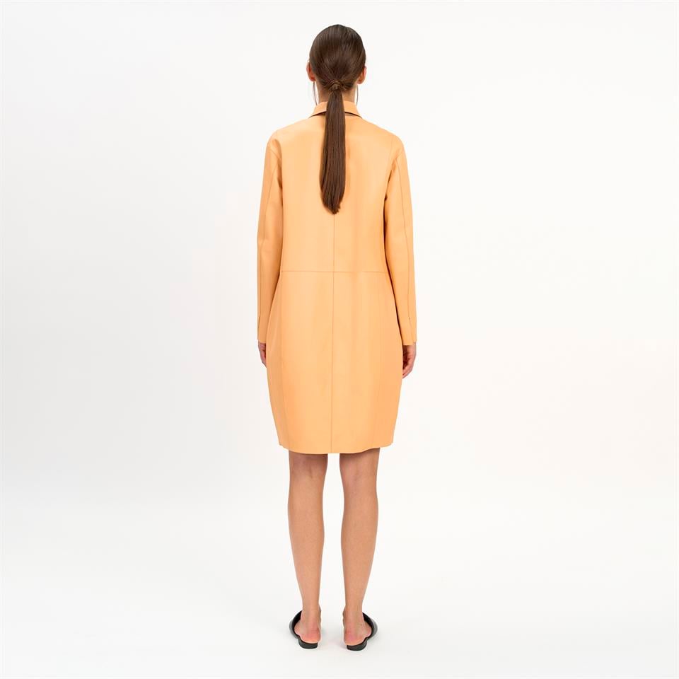 Desa 1972 K14410 | Leather Egg-Shaped Reversıble Coat