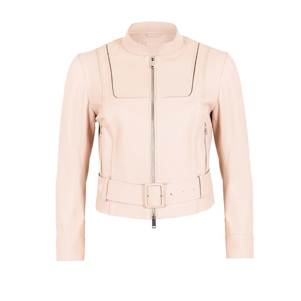 Desa 1972 K14433 | Leather Stretch Mini Belted Jacket