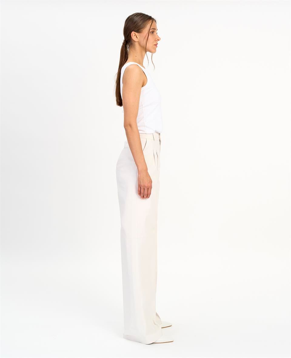 Desa 1972 K14442 | Leather Two-Pleated Wıde Leg Pants