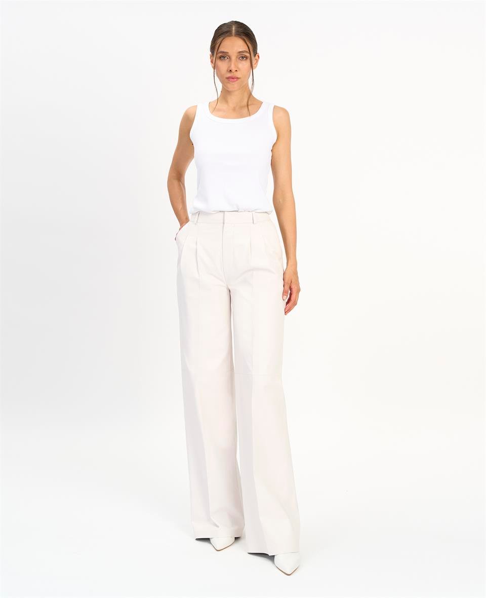 desa 1972 K14442 | Leather Two-Pleated Wıde Leg Pants