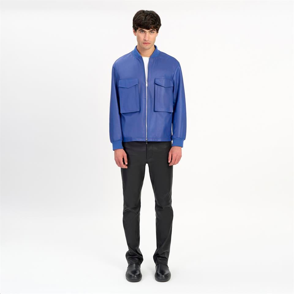 Desa 1972 K14489 | Leather Patch Pocket Bomber Jacket