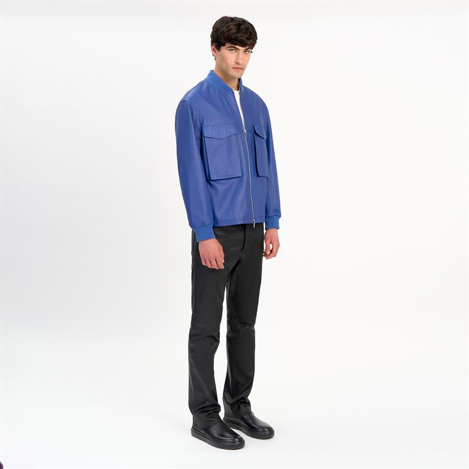 Desa 1972 K14489 | Leather Patch Pocket Bomber Jacket