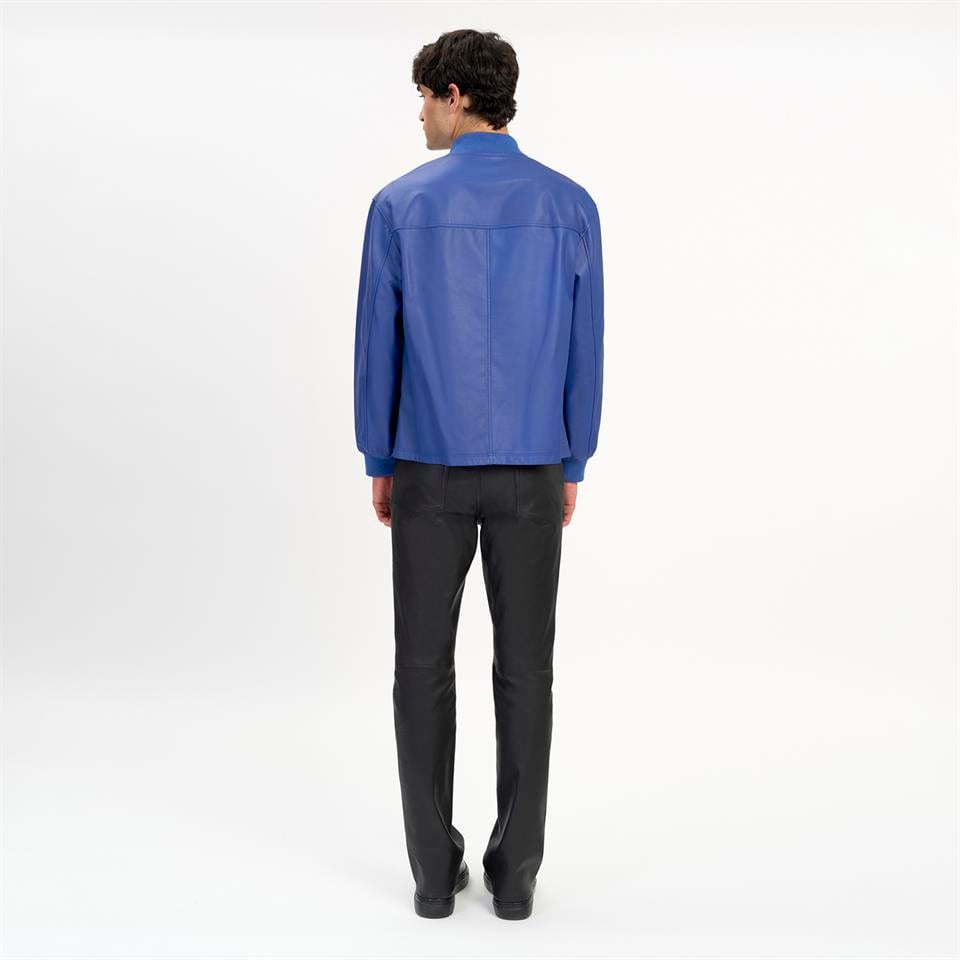 Desa 1972 K14489 | Leather Patch Pocket Bomber Jacket